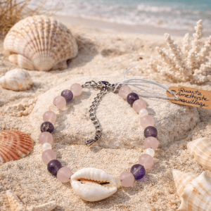 Bracelet quartz rose coquillage