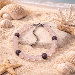 Bracelet quartz rose et améthyste