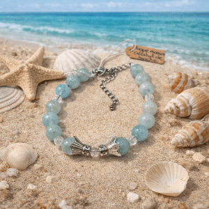 Bracelet aigue marine fleur
