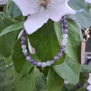 Bracelet améthyste et cristal de roche