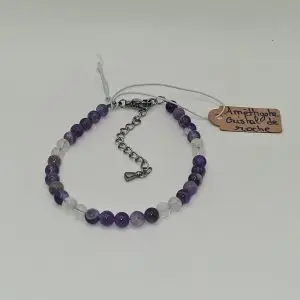 Bracelet améthyste et cristal de roche