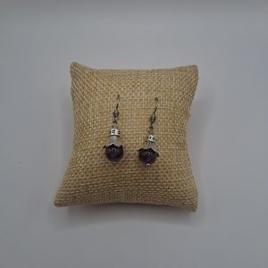 Boucles d&rsquo;oreilles améthyste fleur